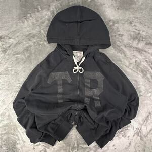 Distressed True Religion Black Horshoe Graphic Full-zip Hoodie Size Large